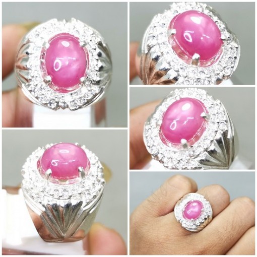Natural Batu Ruby Pink Ring Perak Asli_6