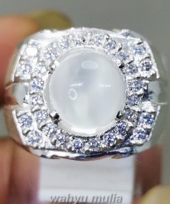 khasiat Cincin Batu natural Biduri Bulan Moonstone Ceylon Ring perak original