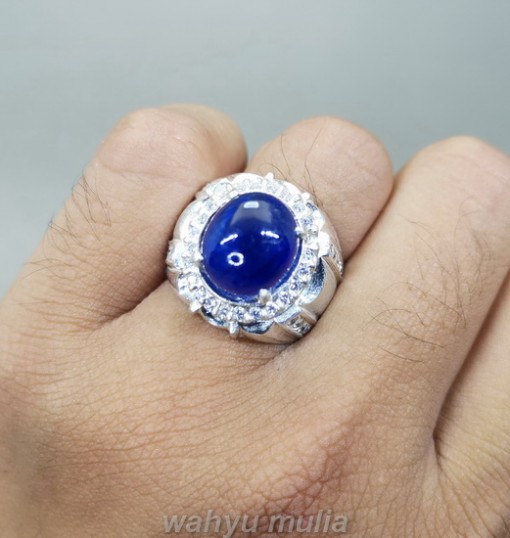 Batu Akik Asli Blue Safir Ring perak srilangka
