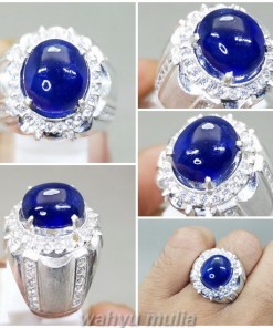 Batu Akik Asli Blue Safir Ring perak_5
