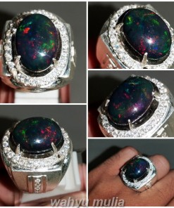 Batu Akik Kalimaya Black Opal Asli jarong Ring Perak_6