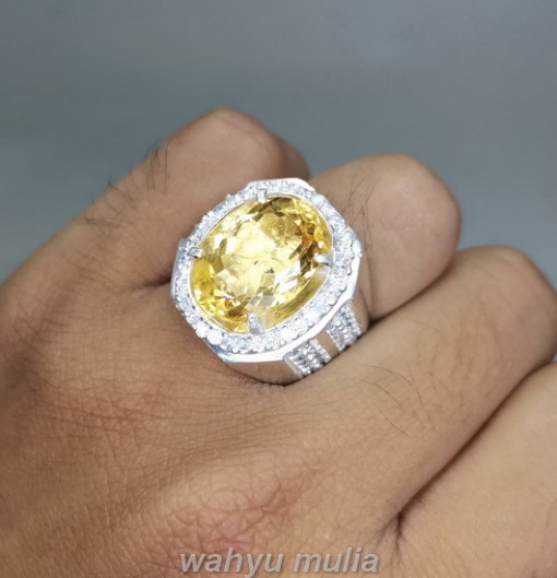 Batu Akik Kinyang Emas Golden Citrine Ring Perak asli dijual