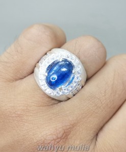 Batu Akik Kyanite Blue Safir Australi Asli Ring Perak berkhodam