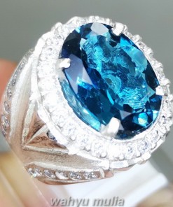 Batu Blue Topaz London Bersertifikat Ring Perak original