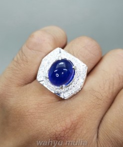 Batu Cincin Asli Natural Blue Safir Ring Perak berkhodam