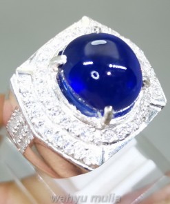 Batu Cincin Asli Natural Blue Safir Ring Perak bersertifikat