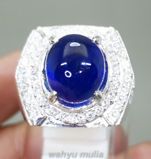 Batu Cincin Asli Natural Blue Safir Ring Perak original