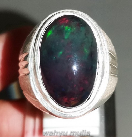 Batu Cincin Black Opal Asli Ring Perak_2