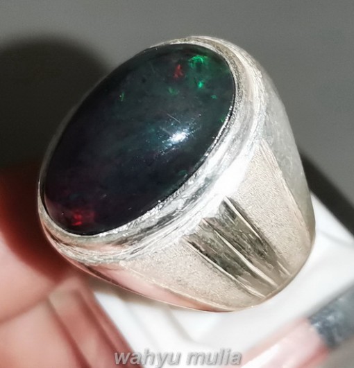 Batu Cincin Black Opal Asli Ring Perak_3