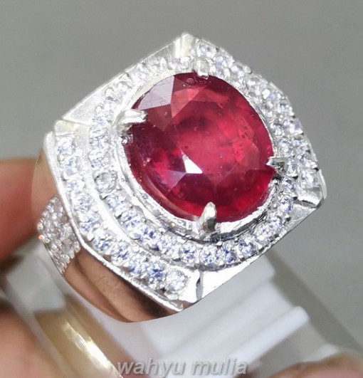 Batu Cincin Merah Ruby Asli Ring Perak original afrika_1