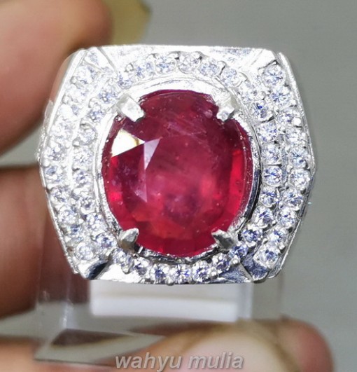 Batu Cincin Merah Ruby Asli Ring Perak original afrika_2