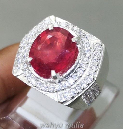 Batu Cincin Merah Ruby Asli Ring Perak original afrika_3