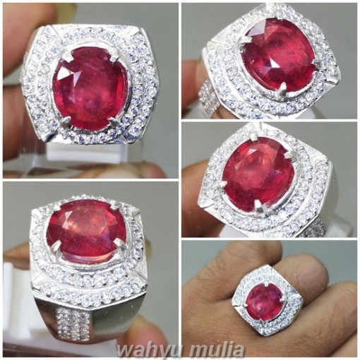 Batu Cincin Merah Ruby Asli Ring Perak original afrika_6