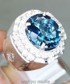 Batu Natural Blue Topaz London Asli Bersertifikat Ring Perak_1
