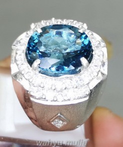 Batu Natural Blue Topaz London Asli Bersertifikat Ring Perak_4