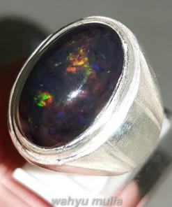 Batu Natural Kalimaya Black Opal Ring Perak_1