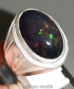 Batu Natural Kalimaya Black Opal Ring Perak_2