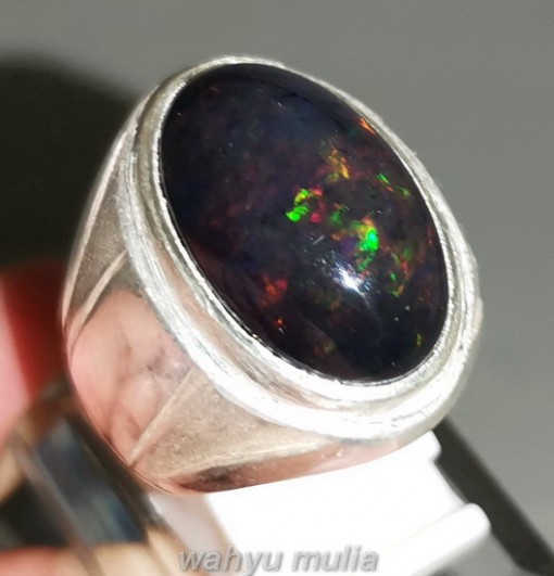 Batu Natural Kalimaya Black Opal Ring Perak_2