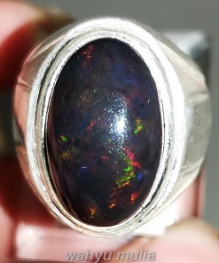 Batu Natural Kalimaya Black Opal Ring Perak_3