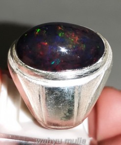Batu Natural Kalimaya Black Opal Ring Perak_4