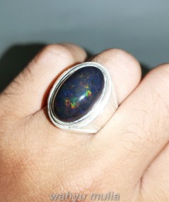 Batu Natural Kalimaya Black Opal Ring Perak_5