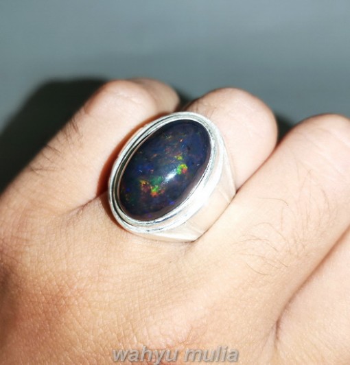 Batu Natural Kalimaya Black Opal Ring Perak_5