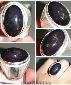 Batu Natural Kalimaya Black Opal Ring Perak_6
