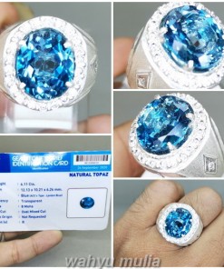 Batu Natural London Blue Topaz Bersertifikat Ring Perak_7