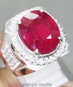 Batu cincin Natural Ruby Cutting Asli Ring Perak berkhasiat