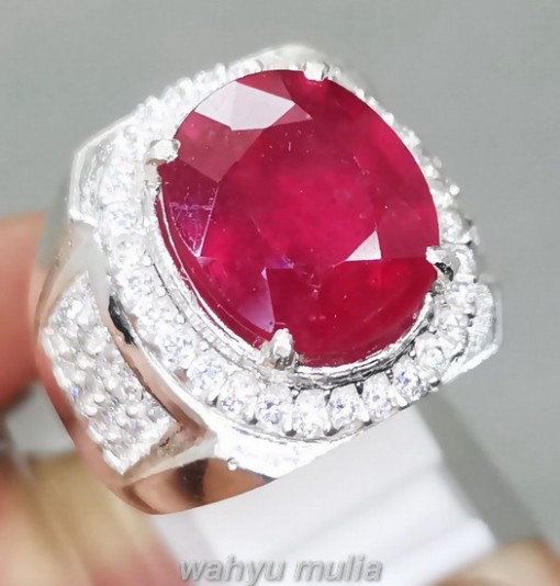 Batu cincin Natural Ruby Cutting Asli Ring Perak berkhasiat