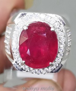 Batu cincin Natural Ruby Cutting Asli Ring Perak berkhodam