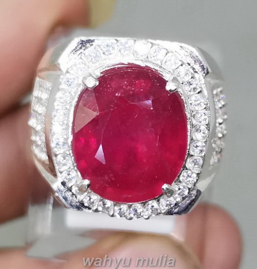 Batu cincin Natural Ruby Cutting Asli Ring Perak berkhodam