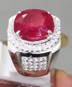 Batu cincin Natural Ruby Cutting Asli Ring Perak merah menyala