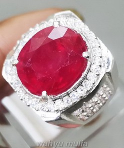 Batu cincin Natural Ruby Cutting Asli Ring Perak tembus 9 gelas