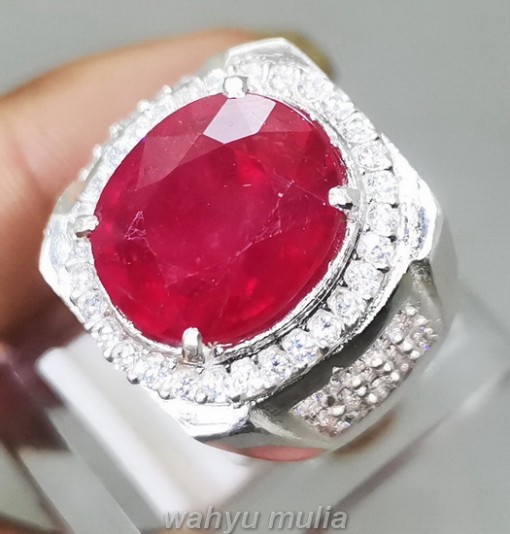 Batu cincin Natural Ruby Cutting Asli Ring Perak tembus 9 gelas