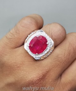 Batu cincin Natural Ruby Cutting Asli Ring Perak terbaik no heat