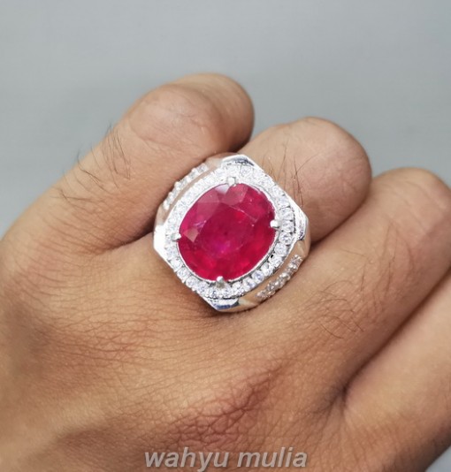 Batu cincin Natural Ruby Cutting Asli Ring Perak terbaik no heat