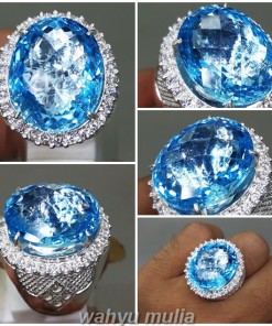 Cincin Batu Blue Topaz Asli Ring Perak bagus_2