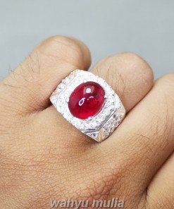 Cincin Batu Merah Delima Ruby Asli Ring Perak Darah Merpati_5