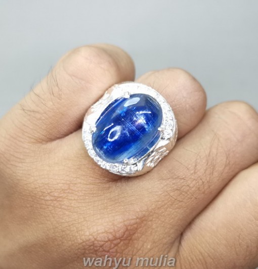 Cincin Batu Natural Kyanite Royal Blue Ring Perak Asli_5