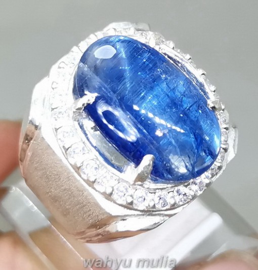 Cincin Batu Permata Blue Kyanite Ring Perak Asli_1