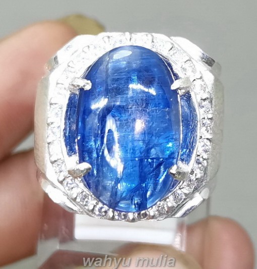 Cincin Batu Permata Blue Kyanite Ring Perak Asli_2