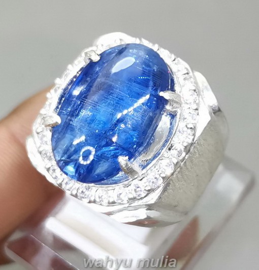 Cincin Batu Permata Blue Kyanite Ring Perak Asli_3