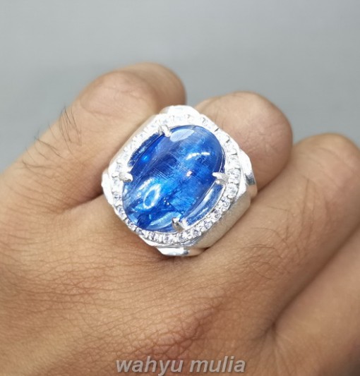 Cincin Batu Permata Blue Kyanite Ring Perak Asli_5