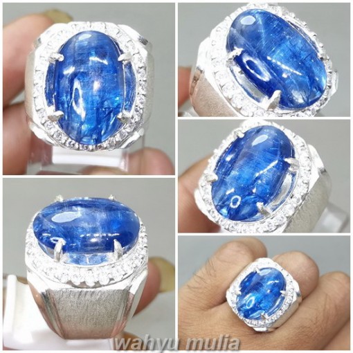 Cincin Batu Permata Blue Kyanite Ring Perak Asli_6