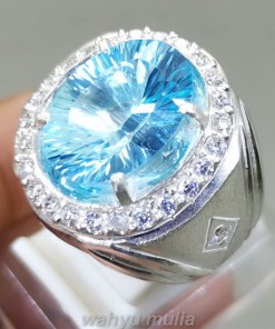 Cincin Batu Permata Blue Topaz Asli Ring perak asli original harga murah