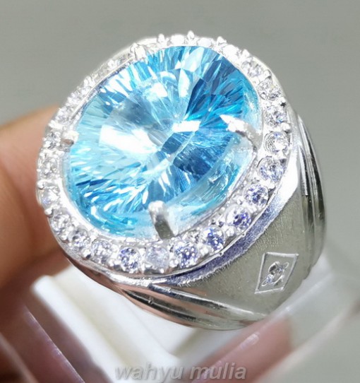 Cincin Batu Permata Blue Topaz Asli Ring perak asli original harga murah