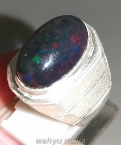 Batu Akik Black Opal Kalimaya Asli Ring Perak_1