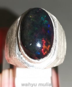 Batu Akik Black Opal Kalimaya Asli Ring Perak_6
