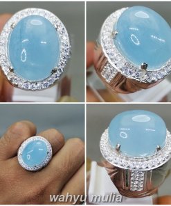 Batu Cincin Aquamarine Kecubung Biru Laut Original Ring Perak_5